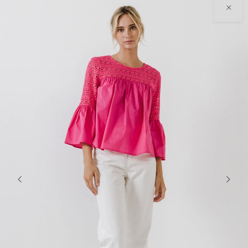 Endless Rose | TUCKERNUT Fuchsia Lace Blouse SIZE M NWOT